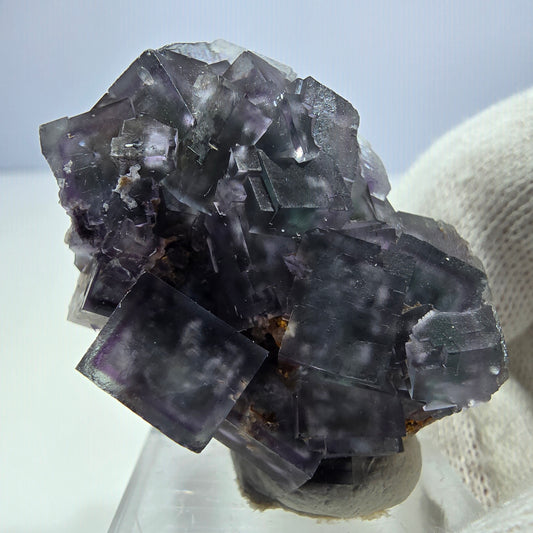 Klare Phantom Fluorit Würfel Stufe zonal grün lila Okorusu, Namibia 42*32*33mm
