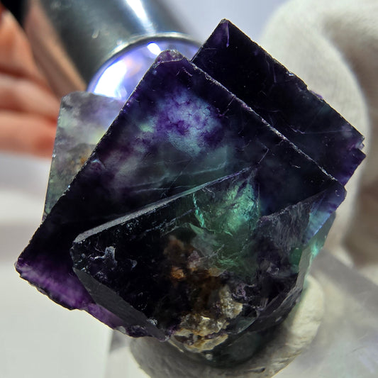 Klare Phantom Fluorit Würfel Stufe zonal grün lila Okorusu, Namibia 29*22*23mm