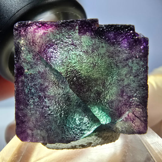 Cube de fluorite fantôme parqueté, vert violet Okorusu, Namibie 23*22*20mm 