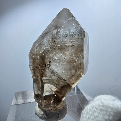 Sceptre Enhydro Phantom Smoky Quartz DT, 1x Bubble Goboboseb, Namibie 36*21*17mm 