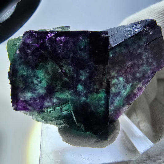 Seltene Phantom Fluorit Würfel Stufe zonal grün lila Okorusu, Namibia 39*30*24mm
