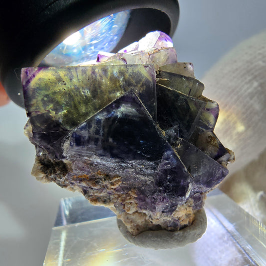 Cube de fluorite fantôme zonal, spécimen d'orthose, Erongo, Namibie, 27 x 26 x 18 mm 