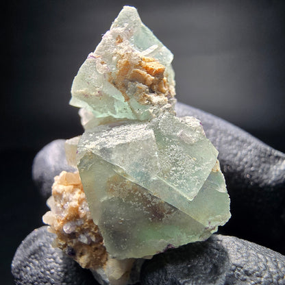 Zonare Fluorite cube vert violet quartz spécimen Omehane, Namibie 34*26*21mm collection