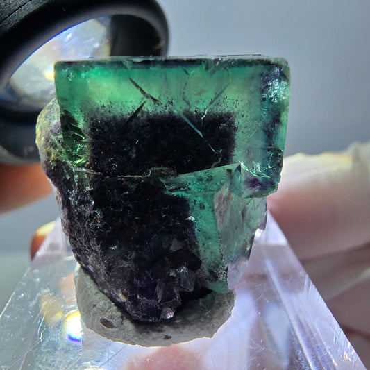 Phantom Fluorit Würfel Stufe, grün lila Okorusu, Namibia 21*21*19mm
