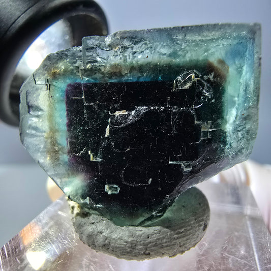 Phantom Fluorite cube parquetted, green purple Okorusu, Namibia 27*22*21mm 