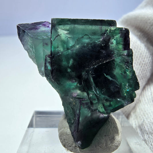 Seltene Phantom Fluorit Würfel Stufe zonal grün lila Okorusu, Namibia 31*21*15mm