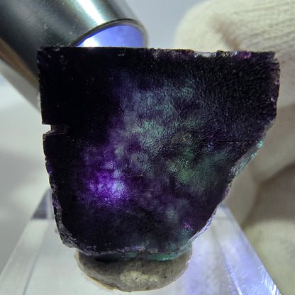 Rare cube de fluorite fantôme, vert violet zonal Okorusu, Namibie 28*21*20 mm 