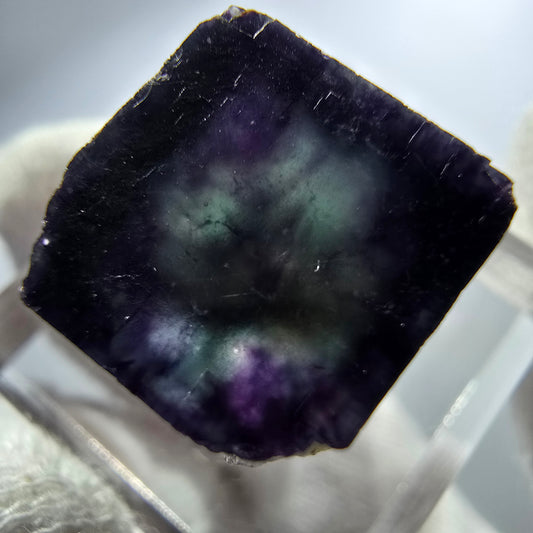 Seltene Phantom Fluorit Würfel Stufe zonal grün lila Okorusu, Namibia 19*18*14mm