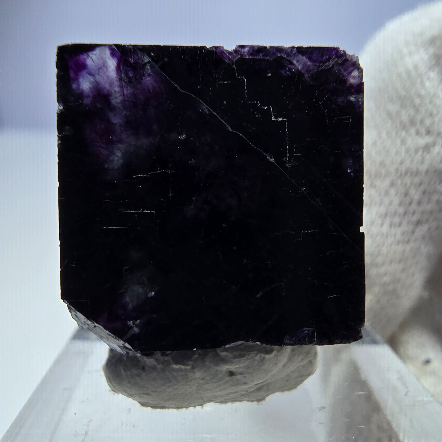Klare Phantom Fluorit Würfel Stufe zonal grün lila Okorusu, Namibia 25*25*17mm