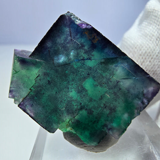Seltene Phantom Fluorit Würfel Stufe zonal grün lila Okorusu, Namibia 31*27*17mm