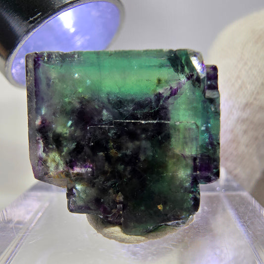 Rare Phantom Fluorite Cube Specimen zonal green purple Okorusu, Namibia 19*21*13mm 