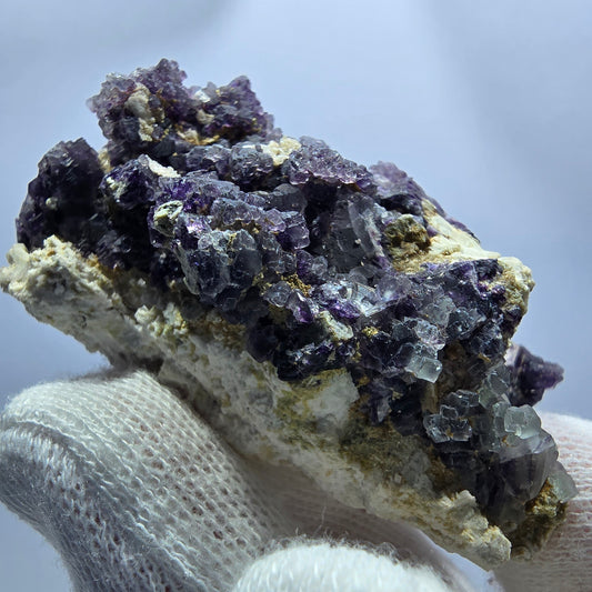 Cube de fluorite fantôme, hyalite, spécimen d'orthose, Erongo, Namibie, 63 x 40 x 28 mm 
