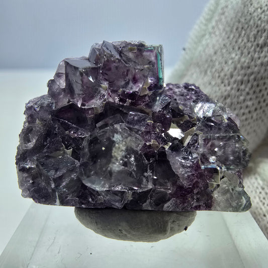 Klare Phantom Fluorit Würfel Stufe zonal grün lila Okorusu, Namibia 27*20*12mm