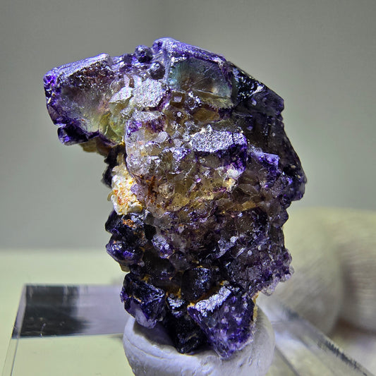 Cubes de fluorite fantôme colorés, spécimen de muscovite, Erongo, Namibie, 25 x 18 x 11 mm 