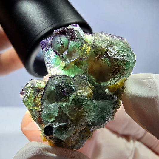 Cube de fluorite fantôme, zonal, muscovite, spécimen de tourmaline Schorl, Erongo, Namibie, 42 x 35 x 23 mm 