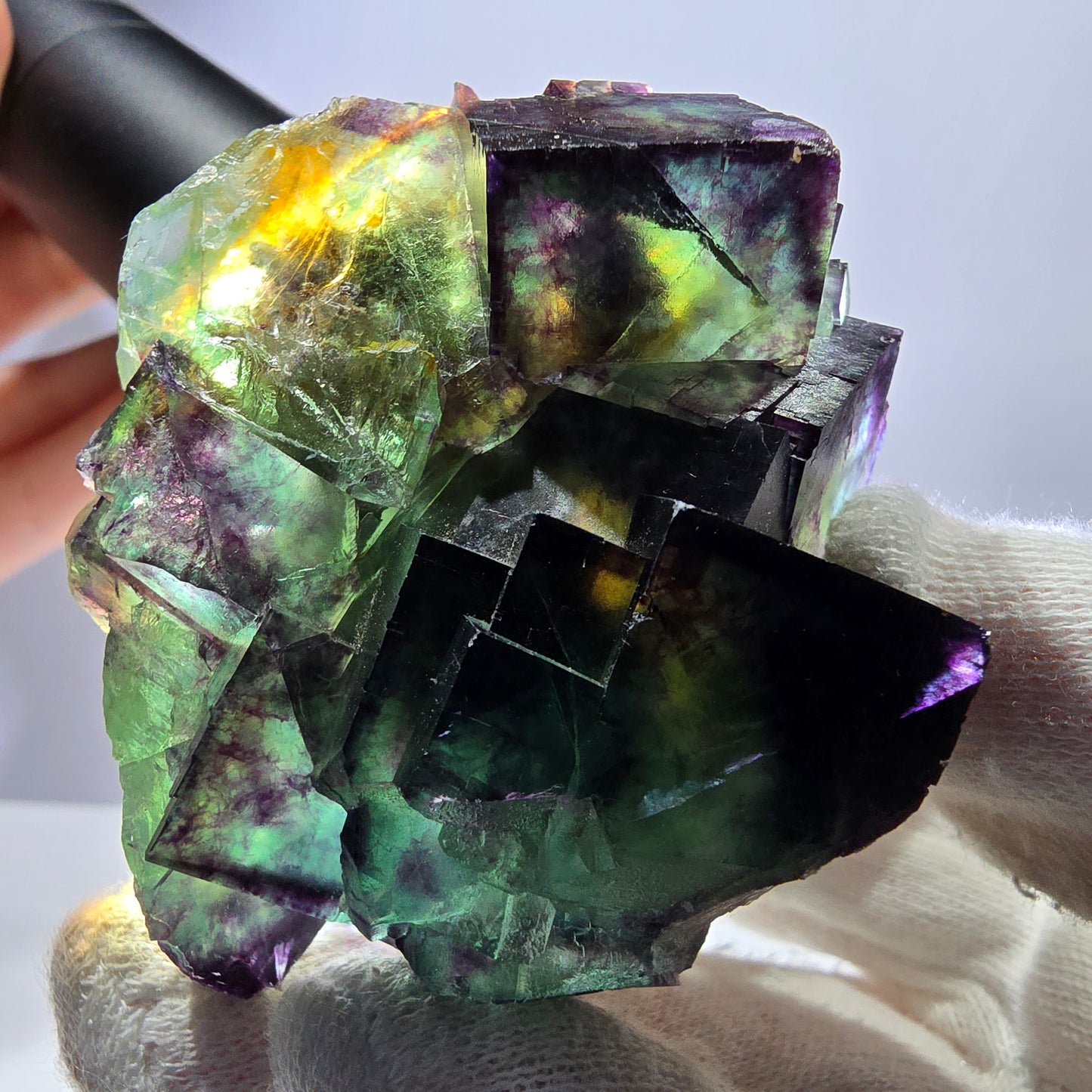 Phantom Fluorit Würfel Stufe parkettiert zonal Okorusu Namibia 63*51*30mm