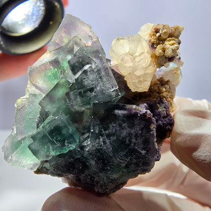 Rare cube de fluorite fantôme, spécimen de quartz vert violet Okorusu Namibie 42*41*24mm 