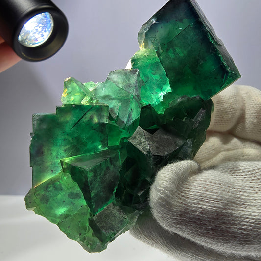 Spécimen de cube de fluorite fantôme, parqueté, Okorusu zonal, Namibie, 76 x 42 x 29 mm 