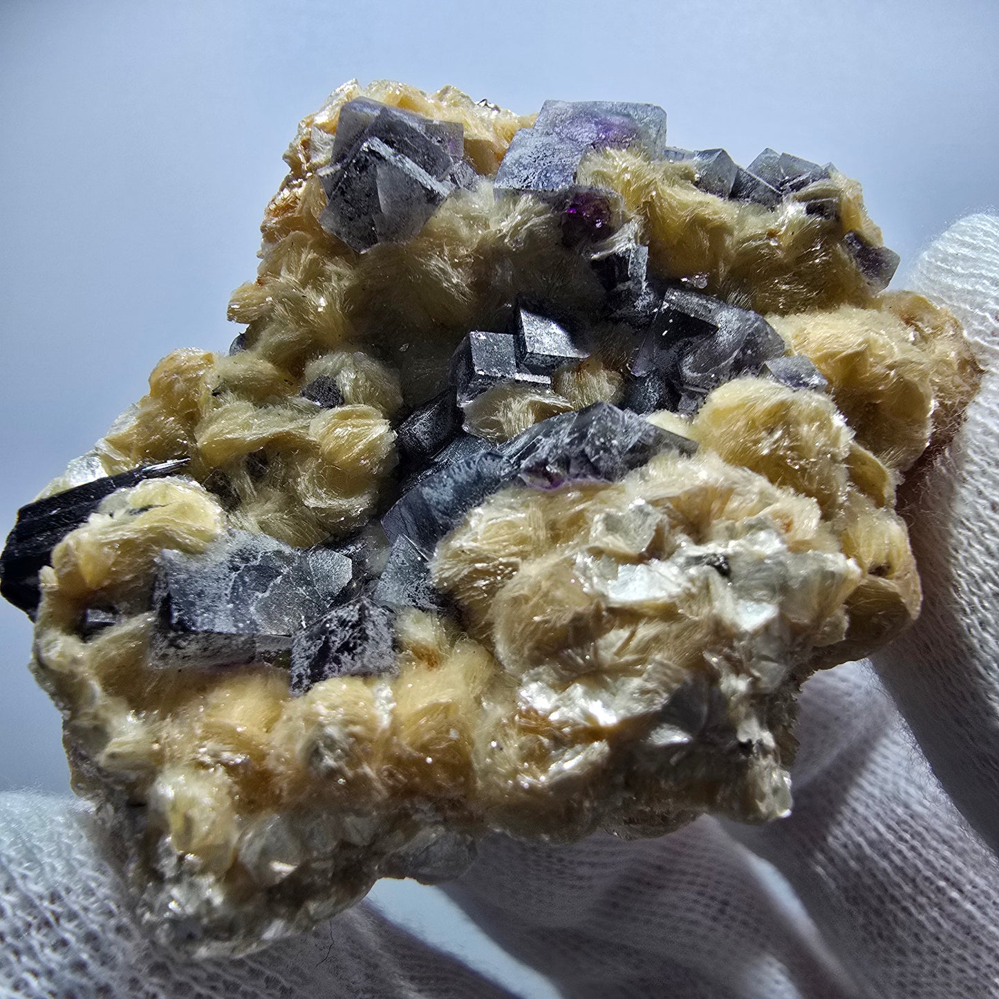 Bunte Phantom Fluorit Würfel Schörl Turmalin Muskovit Erongo, Namibia 55*46*21mm