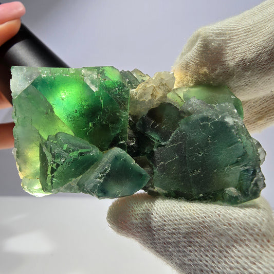 Phantom Fluorit Würfel, Quarz Stufe parkettiert Okorusu Namibia 61*49*36mm