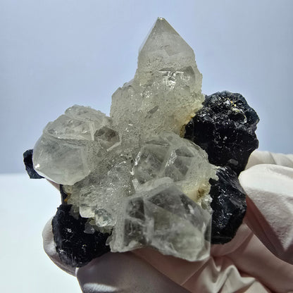 Rare cube de fluorite fantôme, spécimen de quartz vert violet Okorusu Namibie 49*41*29mm 