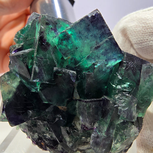 Klare Phantom Fluorit Würfel Stufe zonal grün lila Okorusu, Namibia 55*40*40mm