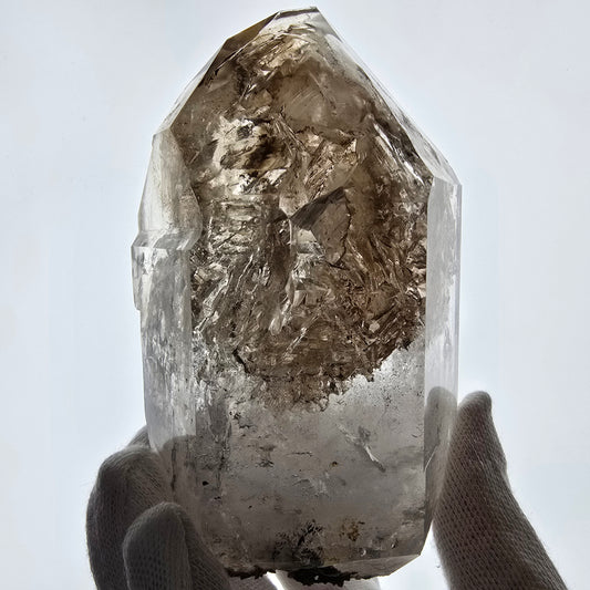 XL Enhydro Window Smoky Quartz Scepter, 2x Bubble Valentine Pocket Namibia 117*69*61mm 