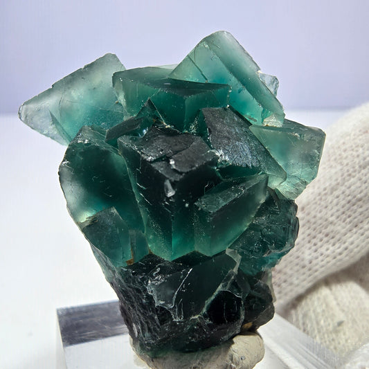 Seltene Phantom Fluorit Würfel Stufe zonal grün lila Okorusu, Namibia 36*29*21mm