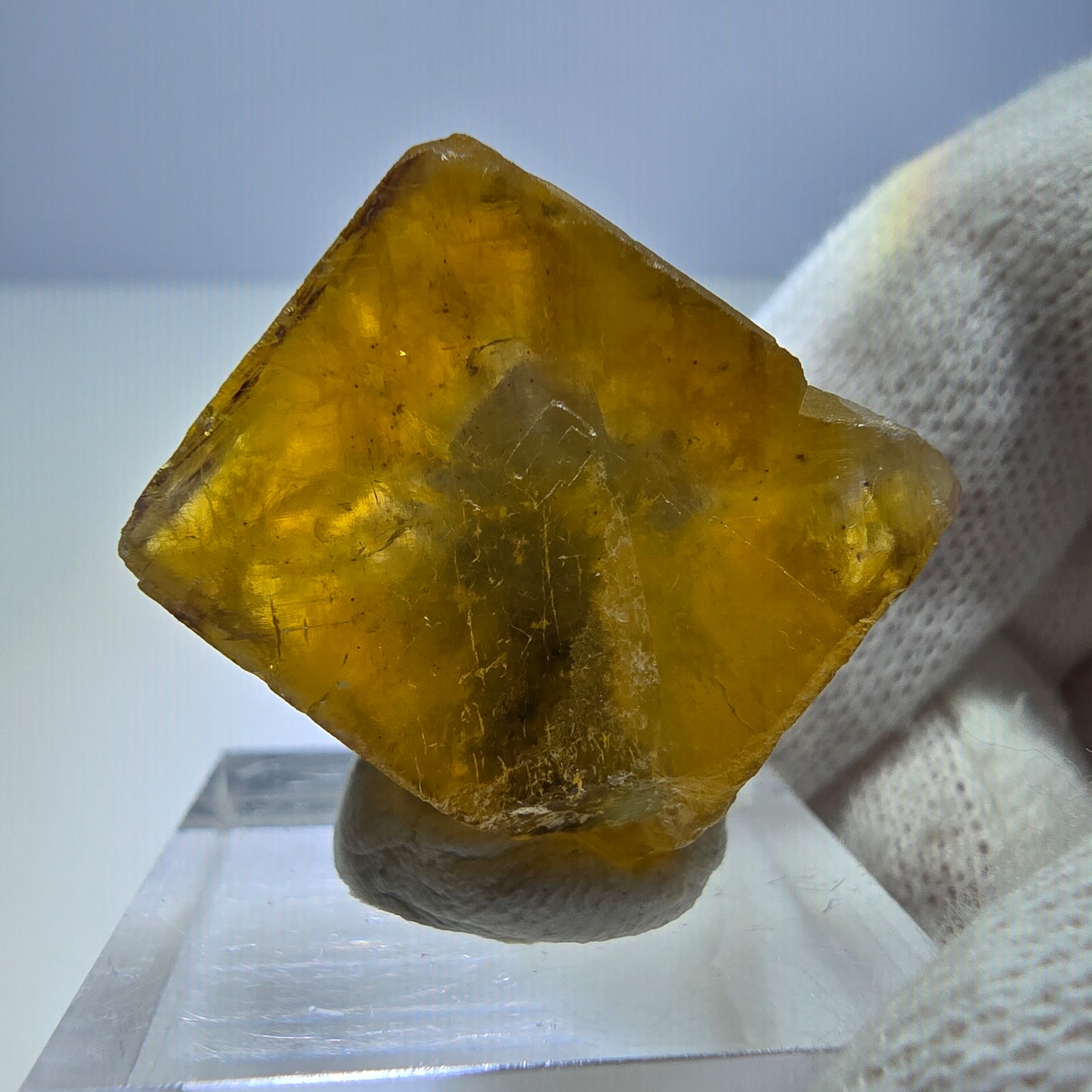 Klarer Phantom Fluorit Würfel, gelb grün Okorusu, Namibia 27*26*15mm