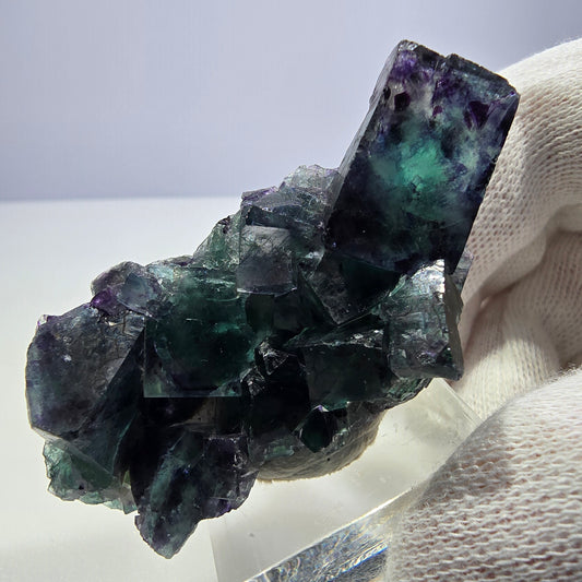 Klare Phantom Fluorit Würfel Stufe zonal grün lila Okorusu, Namibia 57*32*18mm