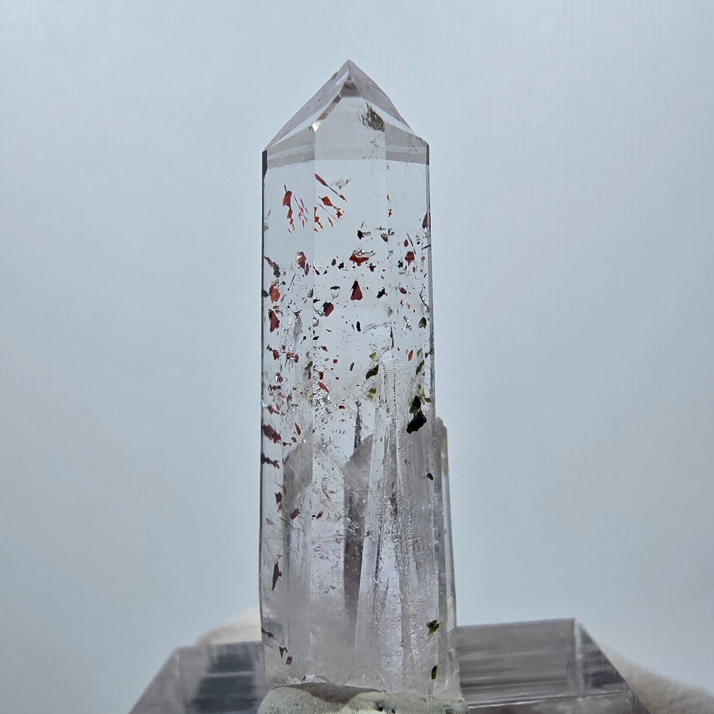 Quartz clair Harlequin Mine Point Streep, Goboboseb, Namibie 34 x 11 x 8 mm 
