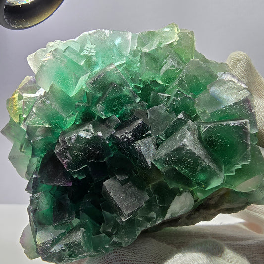 Grand spécimen de cube de fluorite fantôme, parqueté, double face Okorusu, Namibie 98*91*71mm 