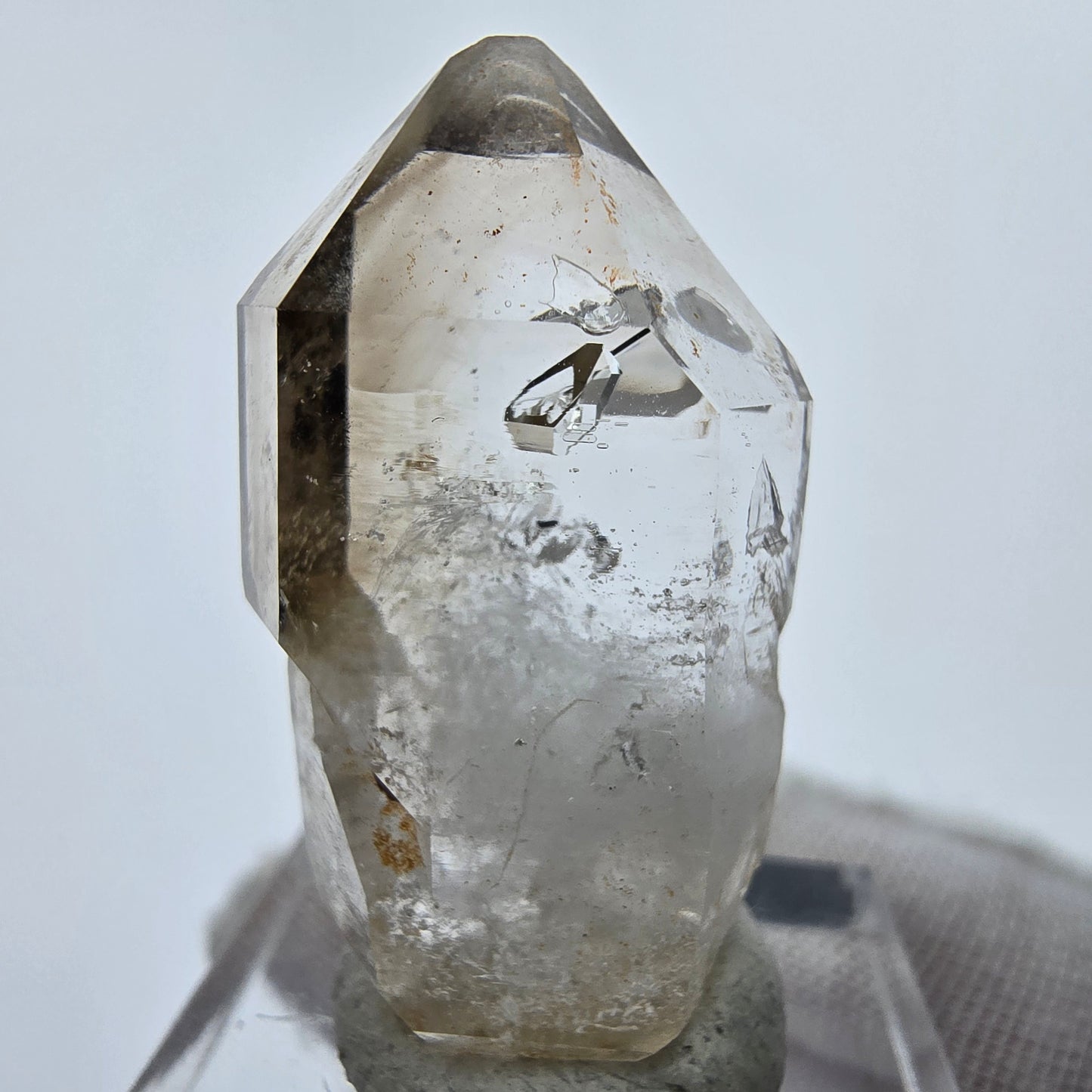 Enhydro Phantom Rauchquarz Zepter Spitze 2x Blase Goboboseb, Namibia 35*18*10mm
