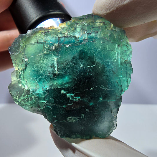 Spécimen de cube de fluorite fantôme, parqueté vert violet Okorusu, Namibie 45*43*31 mm 