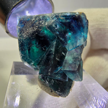 Spécimen de cube de fluorite fantôme, zonal – Nouvelle découverte ! Okorusu, Namibie, 27 x 22 x 15 mm 