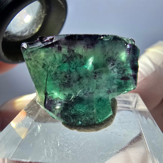 Spécimen de cube de fluorite fantôme, parqueté vert violet Okorusu, Namibie 21*18*16 mm 