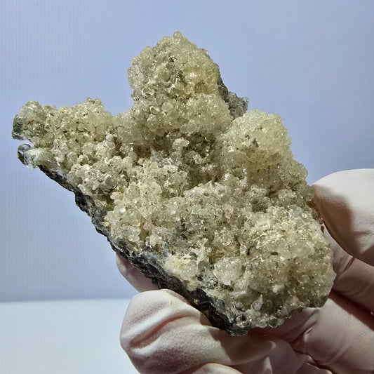 Spécimen rare d'opale hyalite et de tourmaline Schorl, Erongo, Namibie, 62 x 43 x 21 mm 