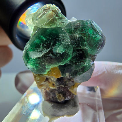 Cube de fluorite fantôme hexagonal, muscovite, tourmaline Schörl Erongo, Namibie 32*26*21mm 