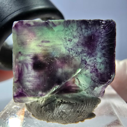 Cube de fluorite fantôme parqueté, vert violet Okorusu, Namibie 19*17*11mm 