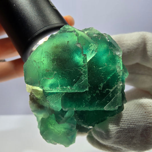 Rare spécimen de cube de fluorite fantôme, parqueté vert Okorusu, Namibie, 63 x 58 x 32 mm 