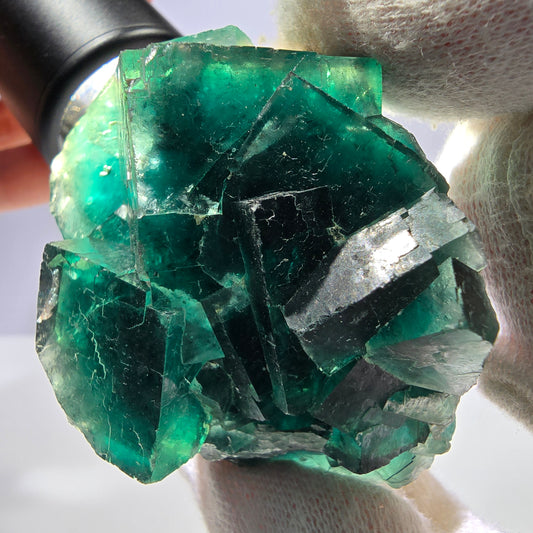 Rare spécimen de cube de fluorite fantôme, parqueté vert Okorusu, Namibie, 60 x 46 x 30 mm 