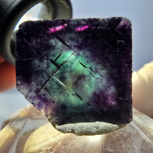 Cube de fluorite fantôme parqueté, vert violet Okorusu, Namibie 20*18*16mm 