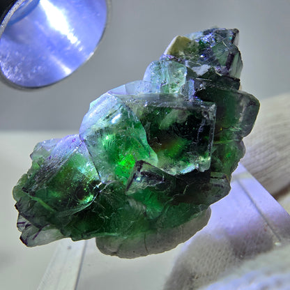 Fluorite fantôme, quartz fumé, hyalite, tourmaline de Schörl, muscovite, Erongo, Namibie, 37 x 18 x 18 mm 