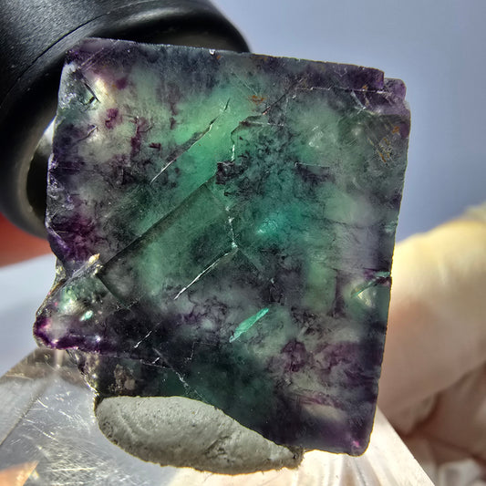 Cube de fluorite fantôme parqueté, vert violet Okorusu, Namibie 23*22*18mm 