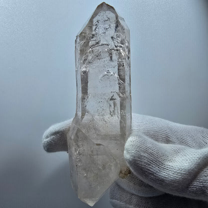 Sceptre DT en quartz fumé lémurien Enhydro, 2 gobos de poche Bubble Valentine. Namibie 97 x 33 x 20 mm 