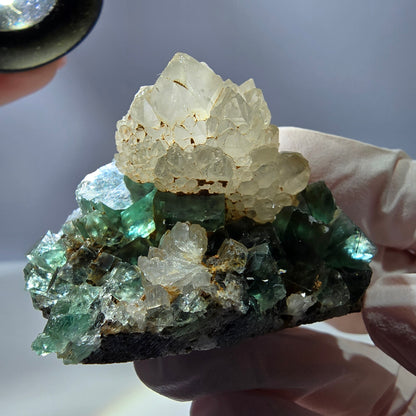 Rare cube de fluorite fantôme, spécimen de quartz vert Okorusu, Namibie, 52 x 37 x 35 mm 