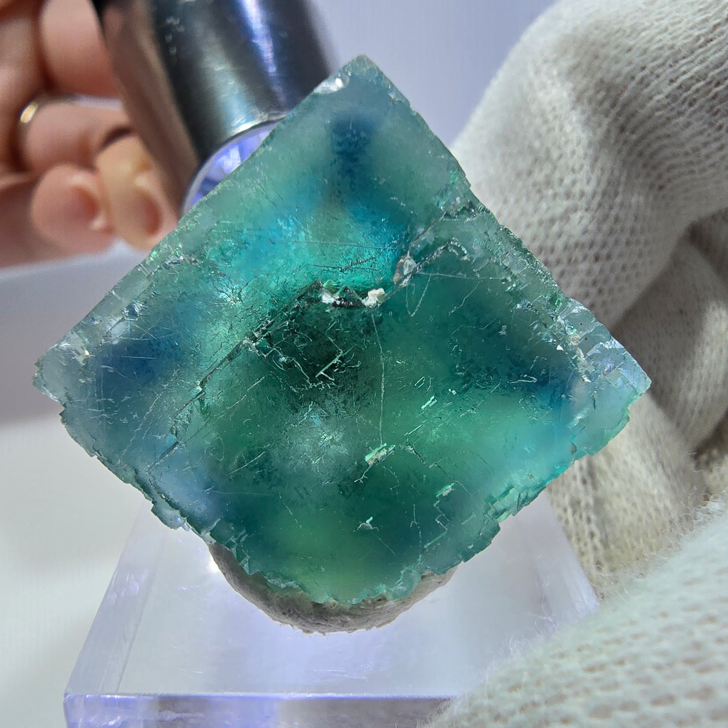 Klarer Phantom Fluorit Würfel parkettiert grün türkis Okorusu Namibia 32*24*26mm