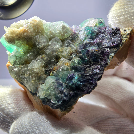 Cube de fluorite fantôme zonal, spécimen d'orthose, Erongo, Namibie, 62 x 45 x 30 mm 