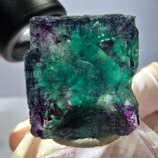 Phantom Fluorite cube parquetted, green purple Okorusu, Namibia 23*22*17mm 