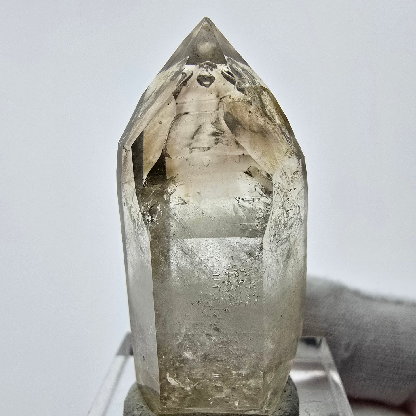 Enhydro Phantom Smoky Quartz Sceptre Tip 2x Bubble Goboboseb, Namibie 39*17*16mm 